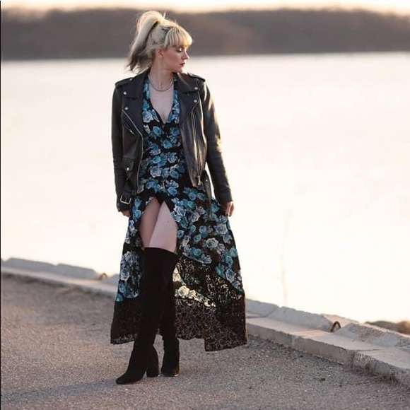 Free People Dresses & Skirts - Free People Midnight Garden Blue Rose Floral Maxi Dress 6